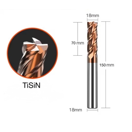 Frez palcowy VHM CNC fi 18 mm x 150 mm, HRC 55 4F do stali, żeliwa, metalu