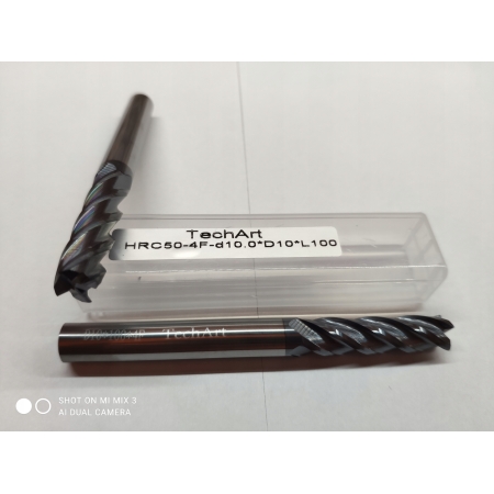 FREZ PALCOWY VHM fi 10mm WĘGLIK 50HRC 4F L100 FV